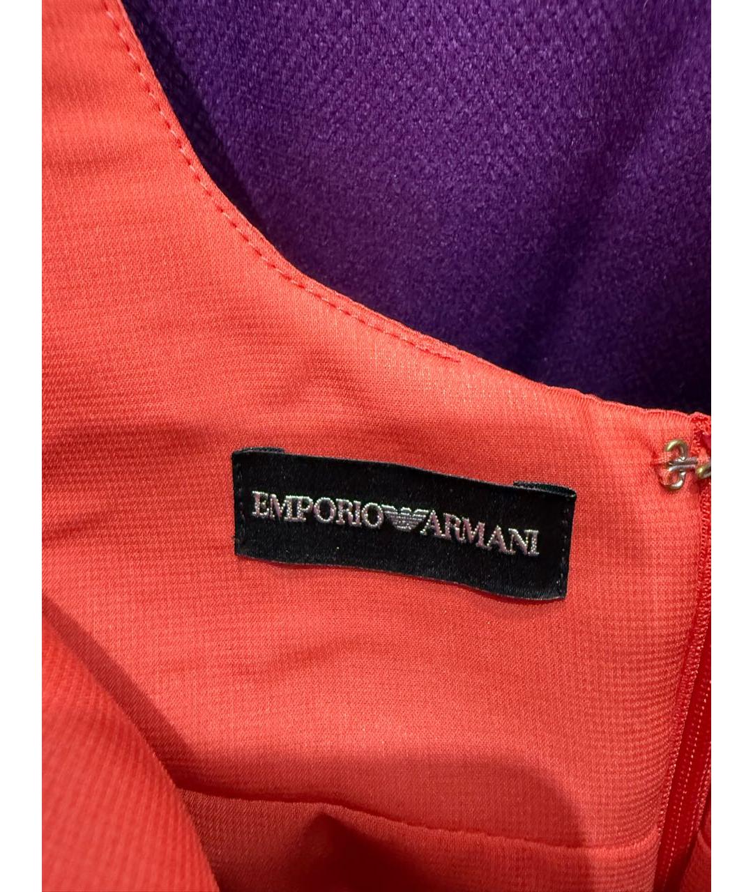 EMPORIO ARMANI Коралловое шелковое повседневное платье, фото 4