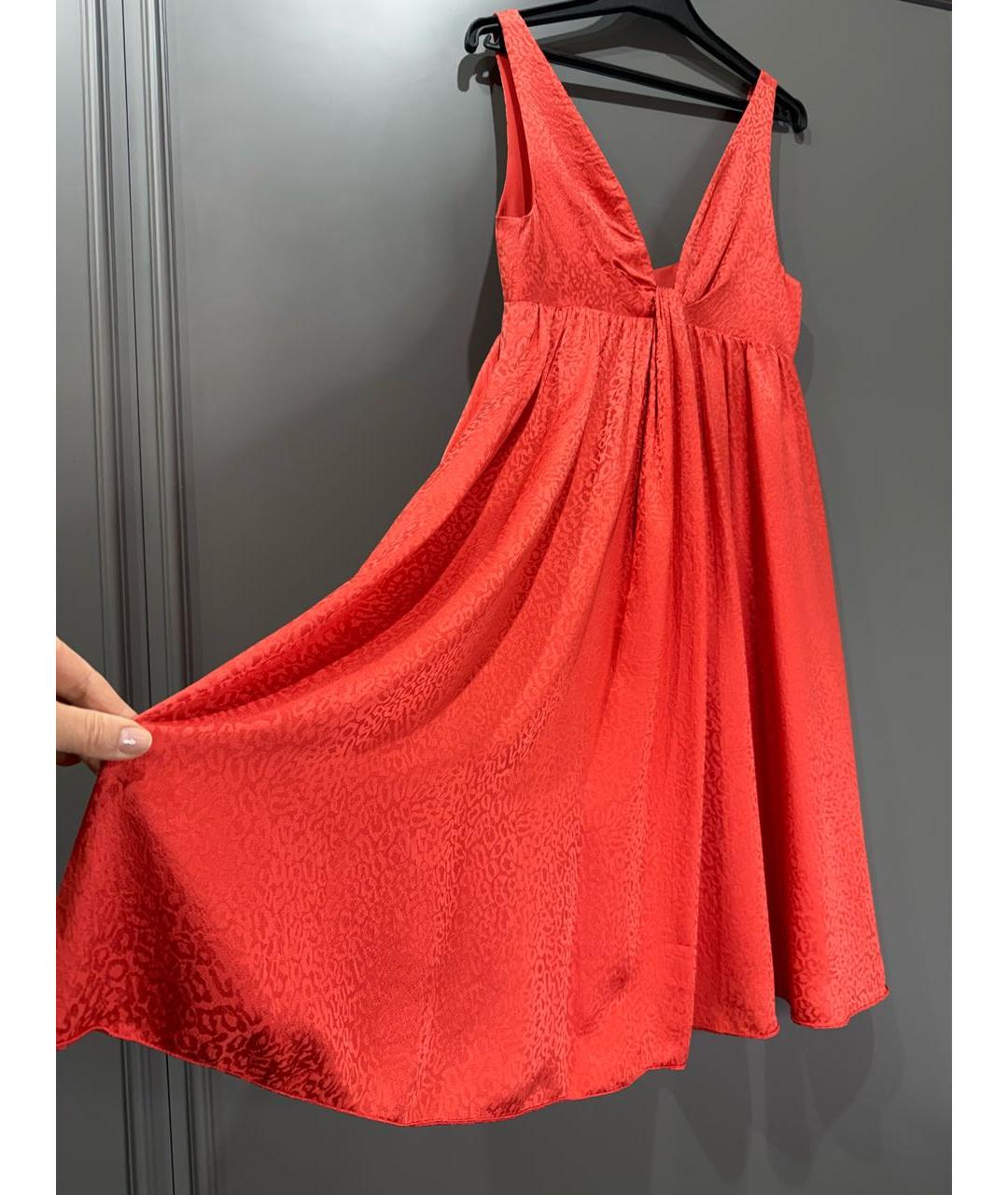 EMPORIO ARMANI Коралловое шелковое повседневное платье, фото 3