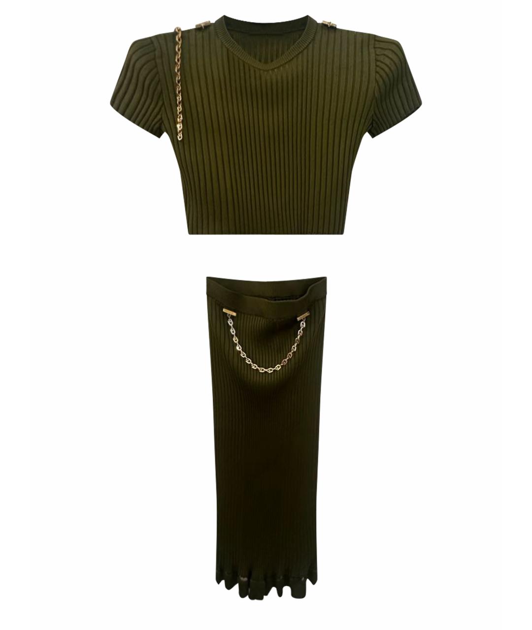 GIVENCHY Хаки вискозная юбка миди, фото 1