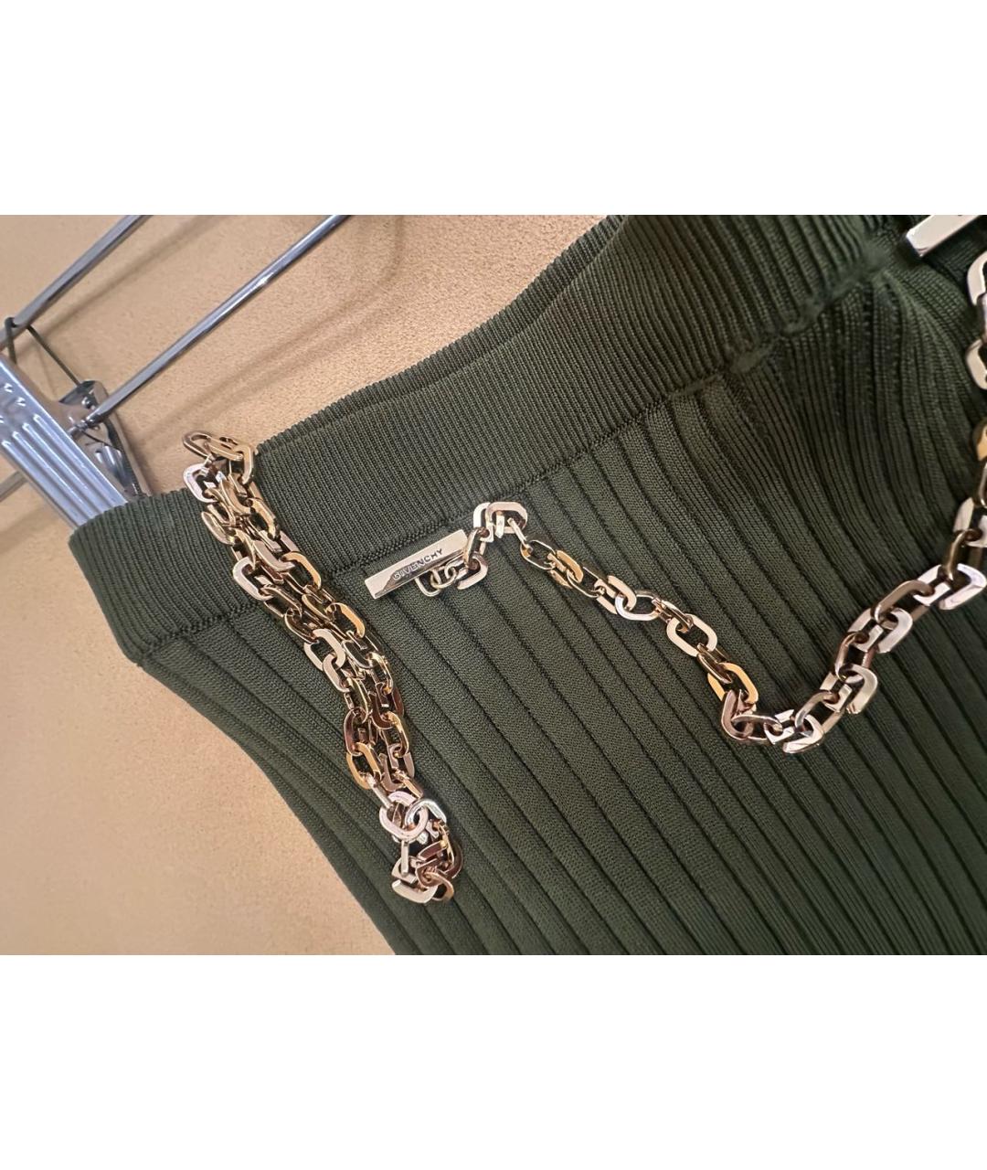 GIVENCHY Хаки вискозная юбка миди, фото 4