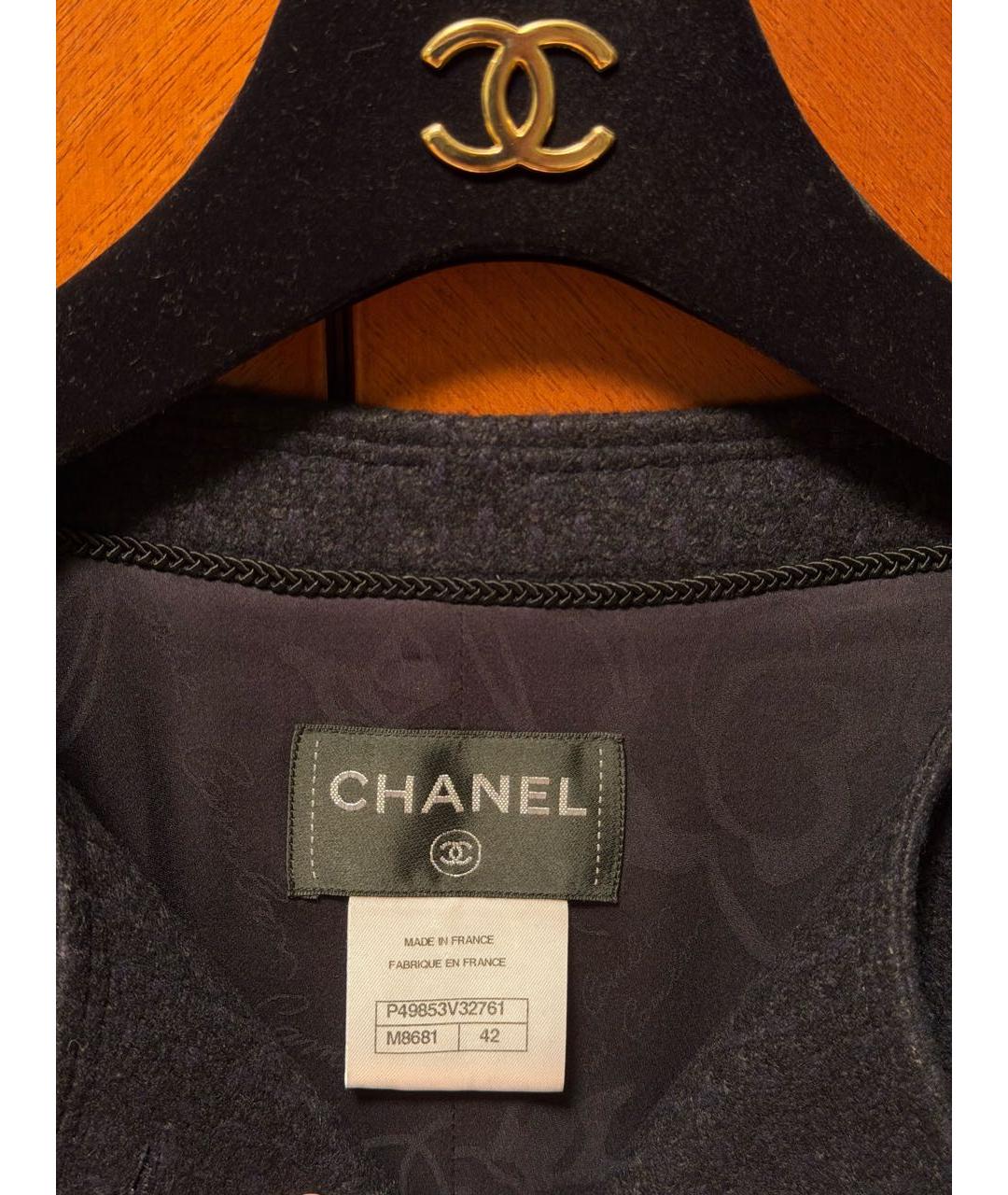 CHANEL Черное шерстяное пальто, фото 3