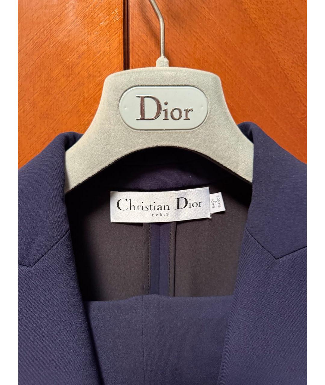 CHRISTIAN DIOR Темно-синий шелковый костюм с брюками, фото 3