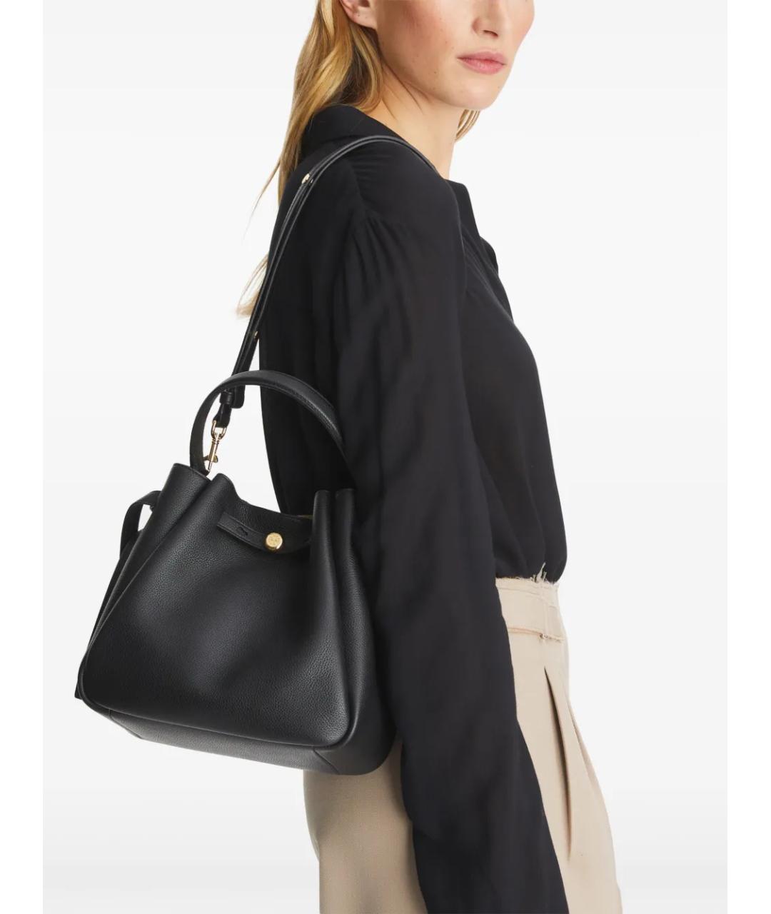 TORY BURCH Черная кожаная сумка с короткими ручками, фото 2