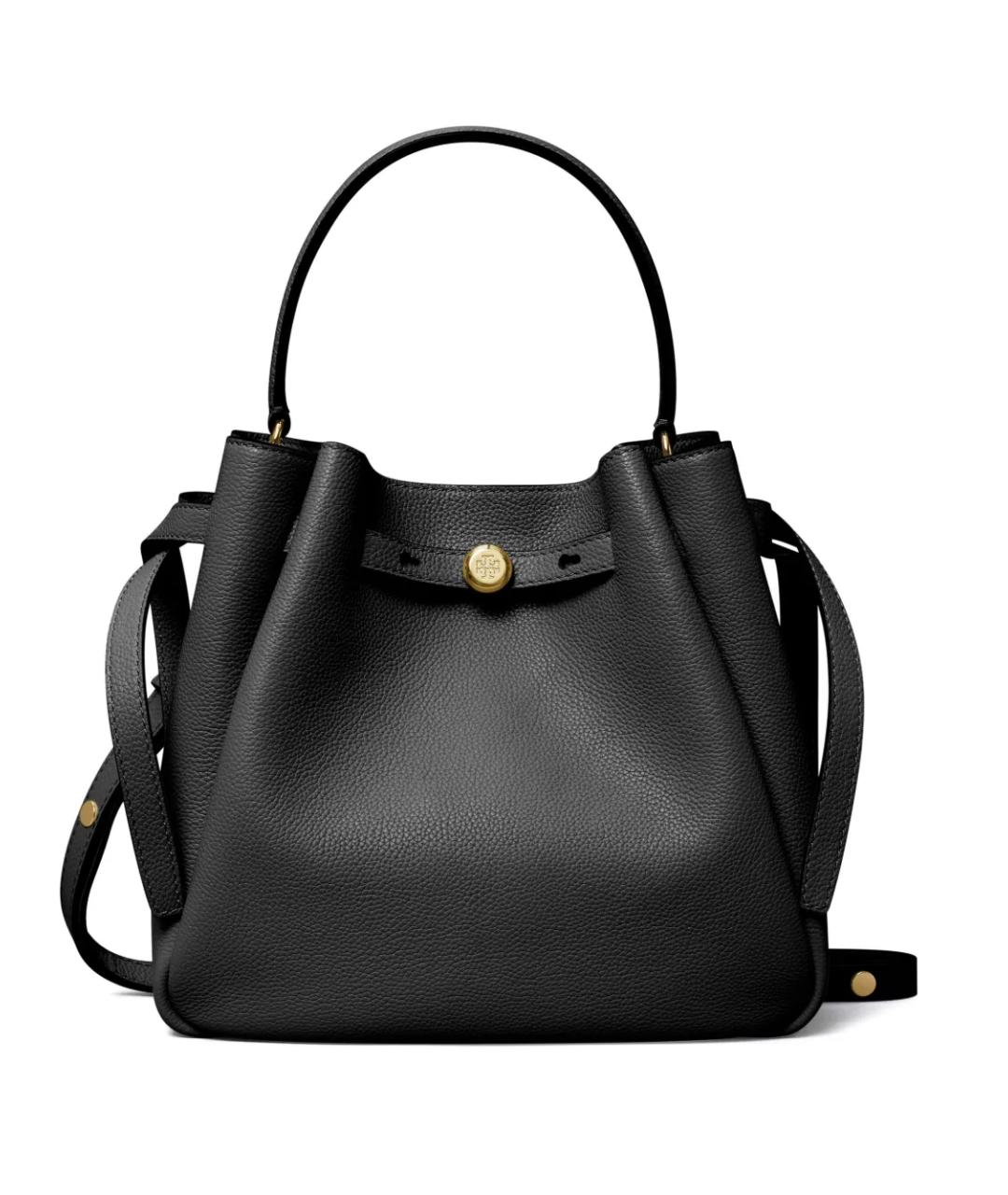 TORY BURCH Черная кожаная сумка с короткими ручками, фото 1