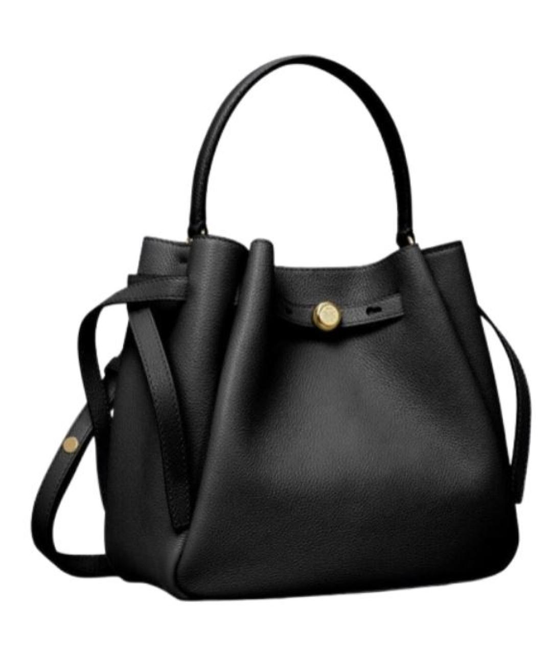 TORY BURCH Черная кожаная сумка с короткими ручками, фото 4