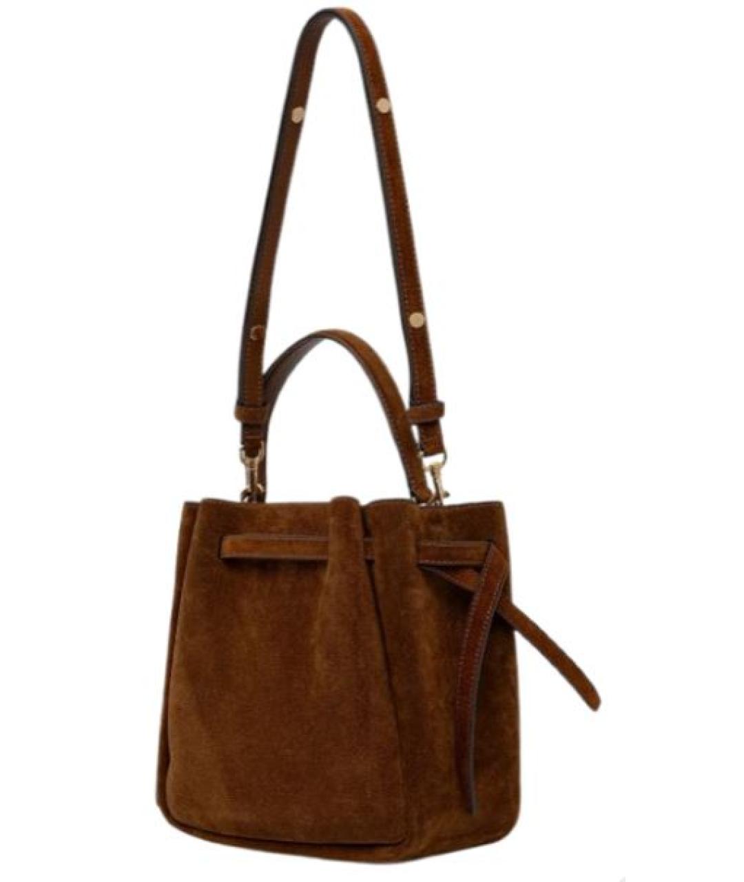 TORY BURCH Коричневая замшевая сумка с короткими ручками, фото 2