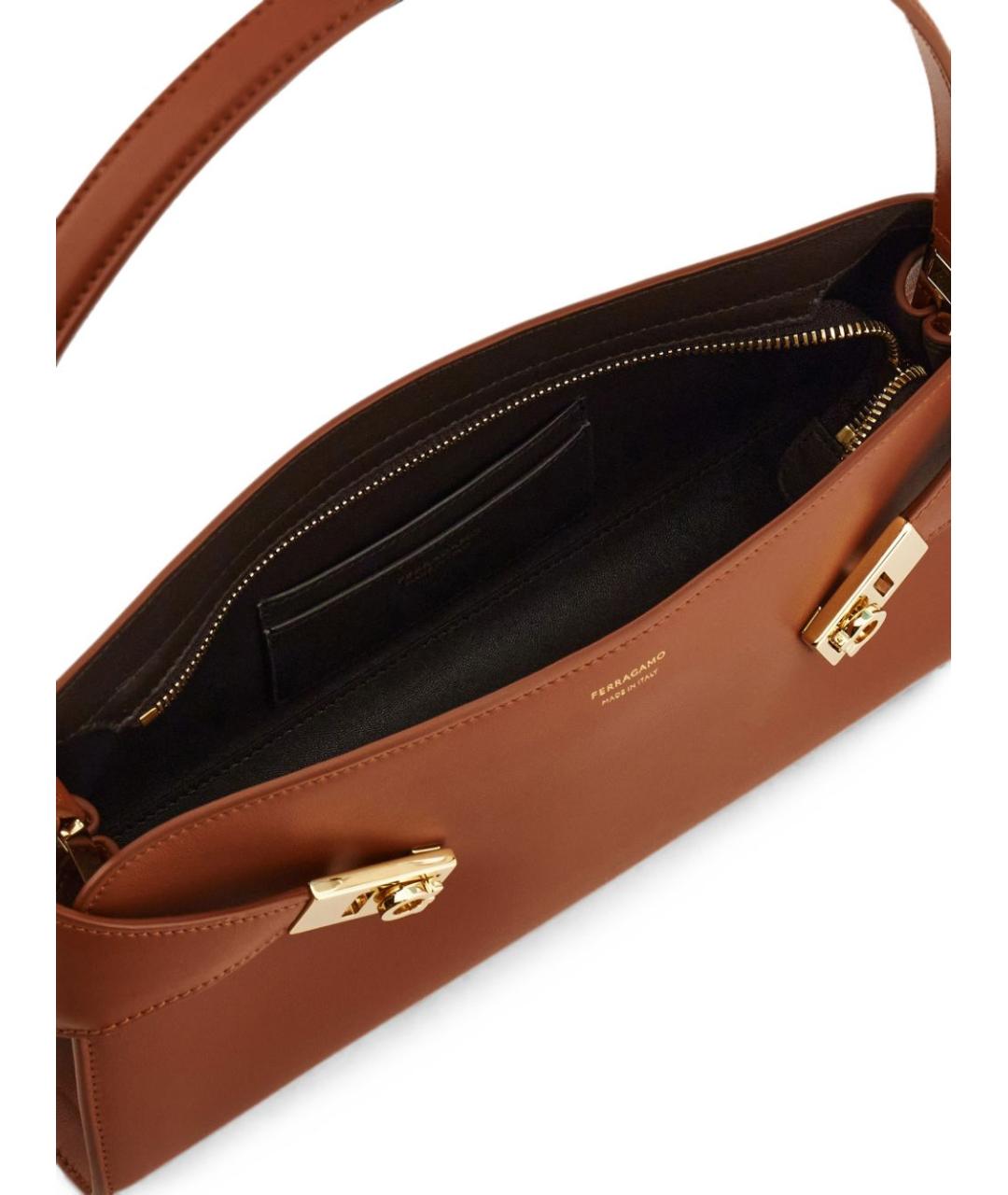 FERRAGAMO Коричневая кожаная сумка через плечо, фото 6