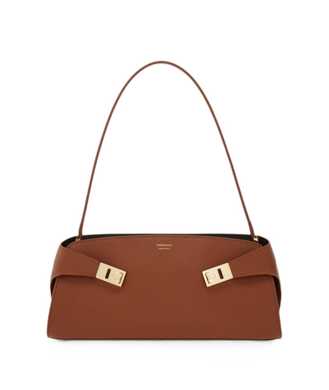 FERRAGAMO Коричневая кожаная сумка через плечо, фото 1