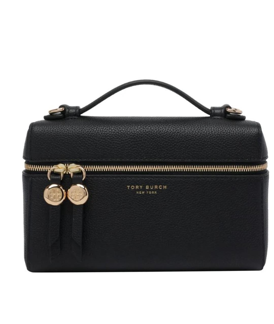 TORY BURCH Черная кожаная сумка с короткими ручками, фото 3