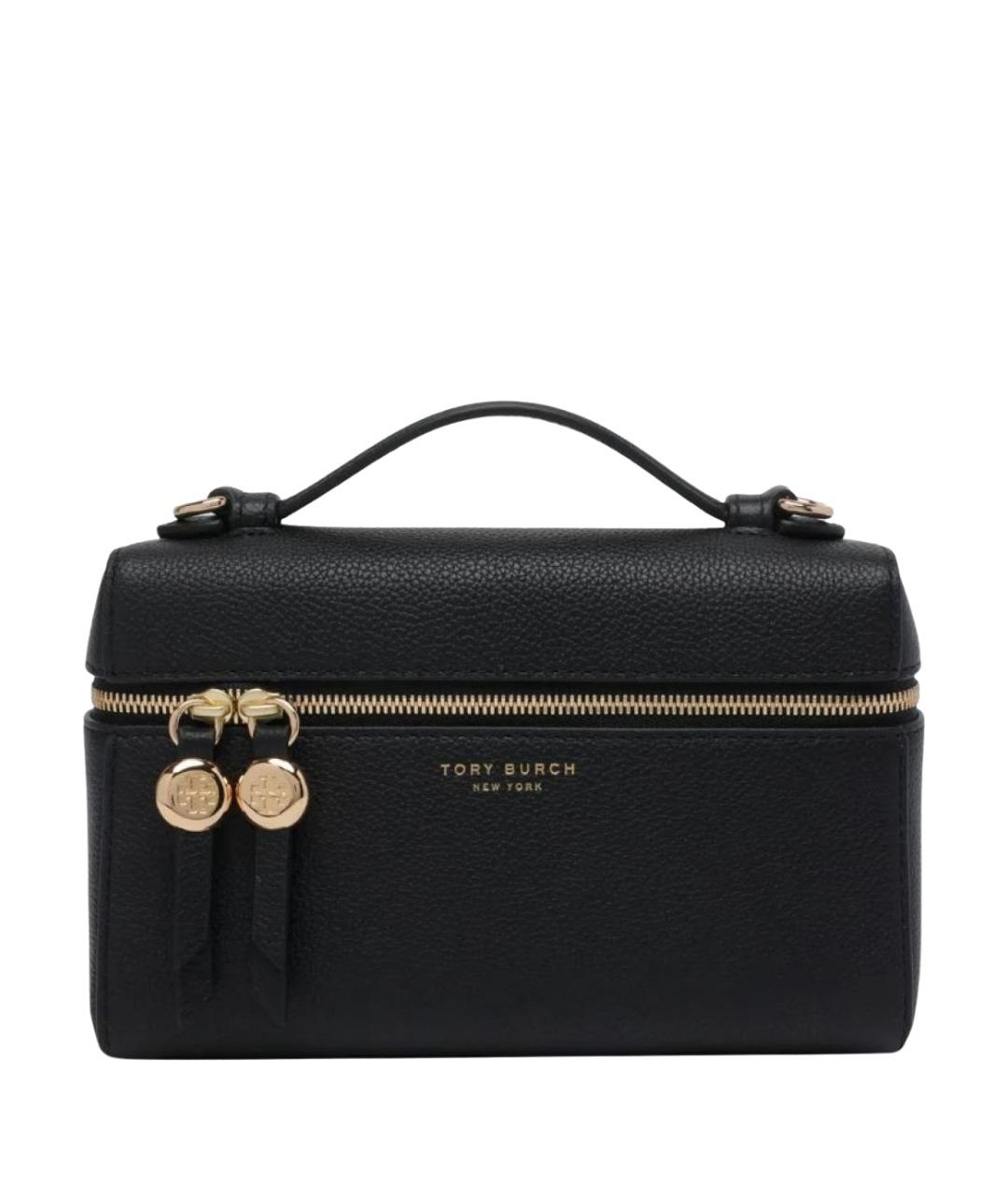 TORY BURCH Черная кожаная сумка с короткими ручками, фото 1
