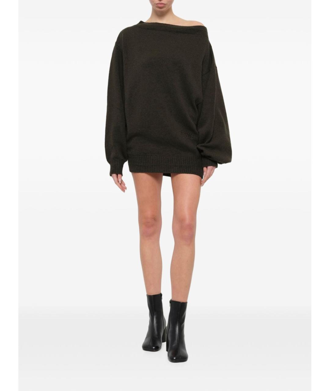 MM6 MAISON MARGIELA Серое шерстяное повседневное платье, фото 2
