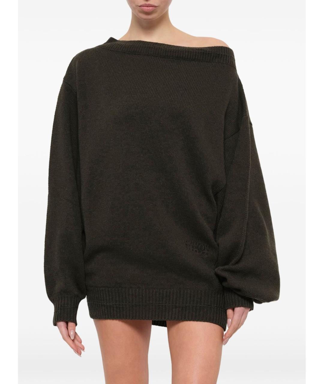 MM6 MAISON MARGIELA Серое шерстяное повседневное платье, фото 4