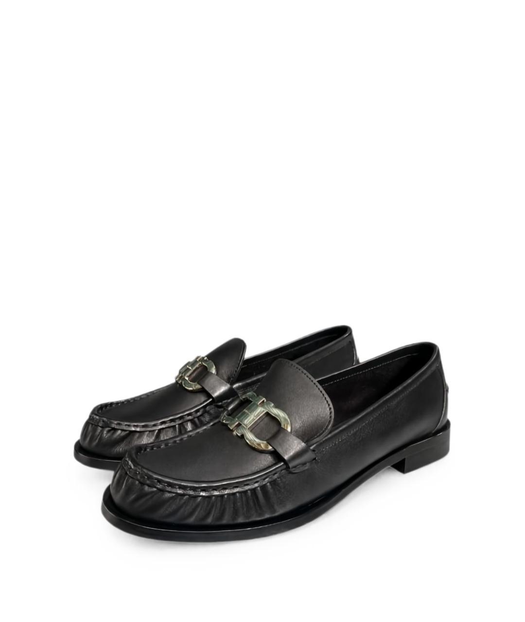 FERRAGAMO Черные кожаные лоферы, фото 3