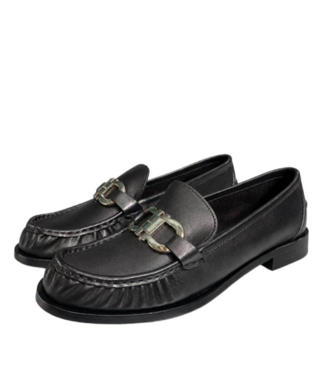 FERRAGAMO Черные кожаные лоферы, фото 2
