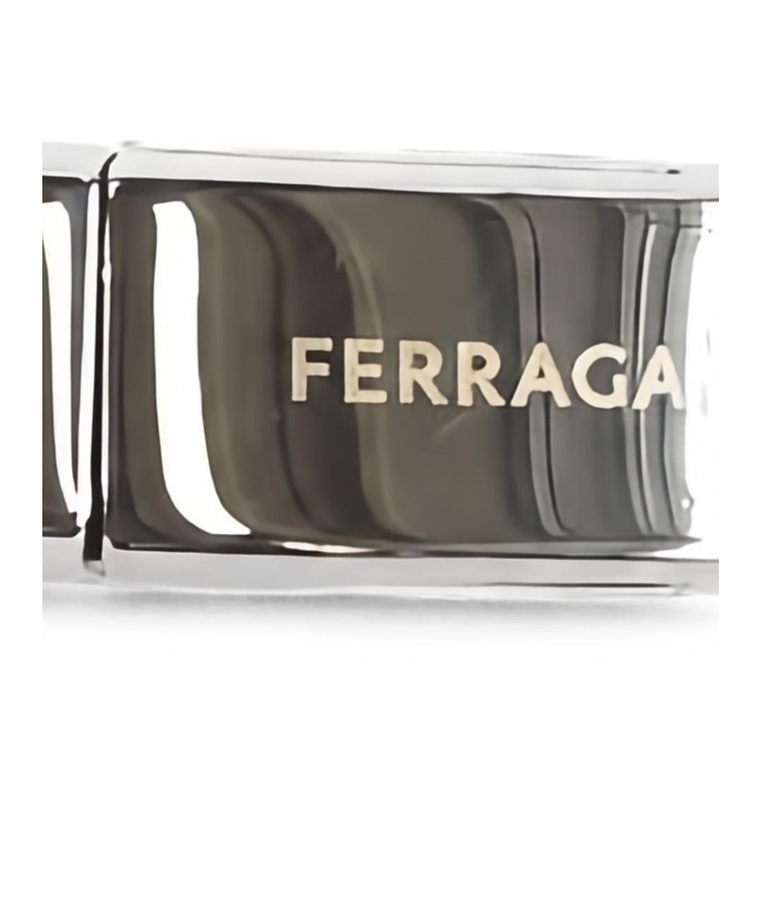 FERRAGAMO Черный кожаный браслет, фото 3