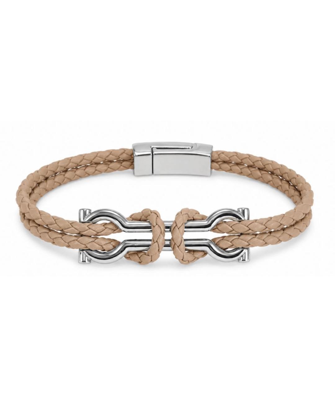 FERRAGAMO Черный кожаный браслет, фото 1