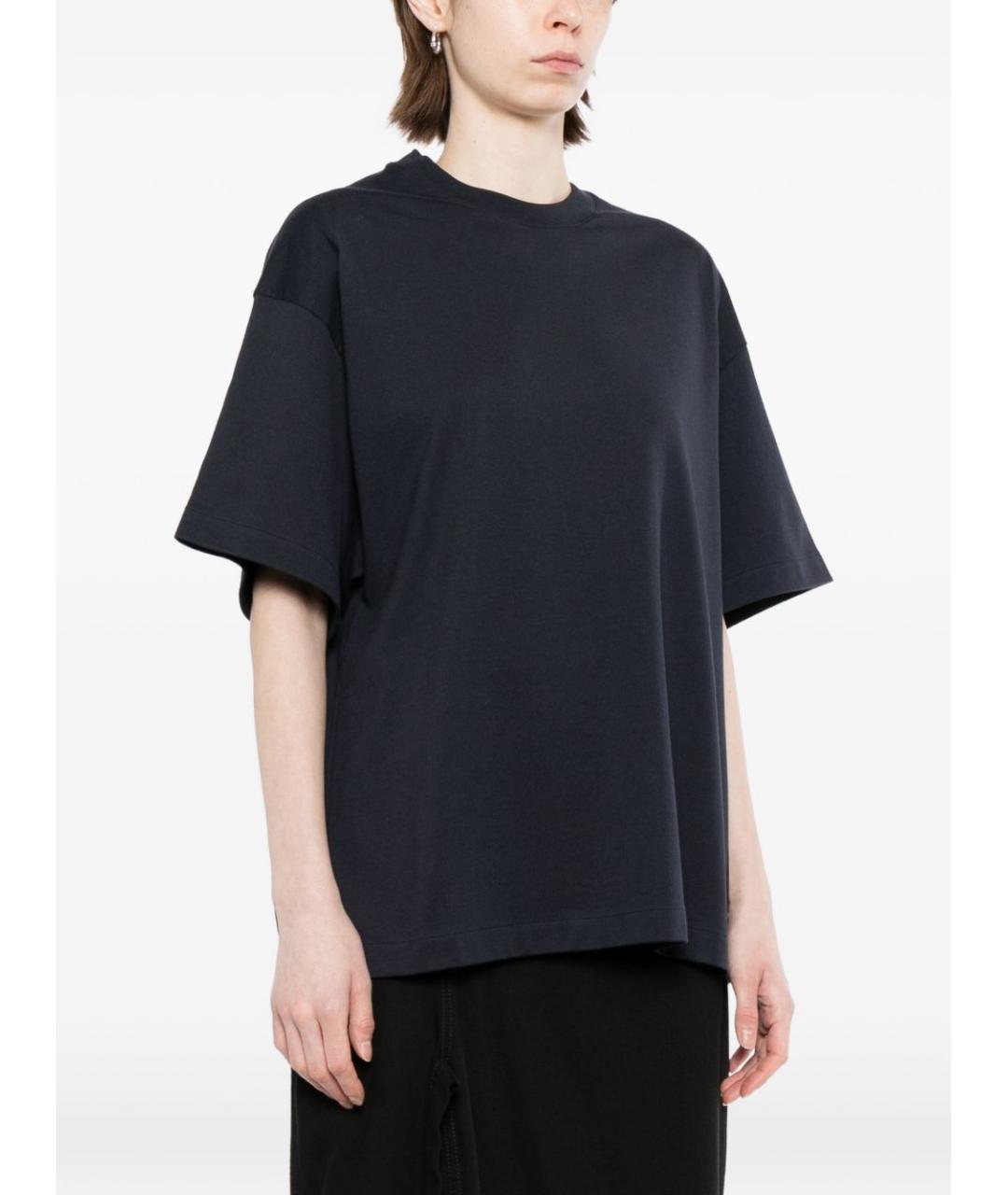 JIL SANDER Темно-синяя хлопковая футболка, фото 2