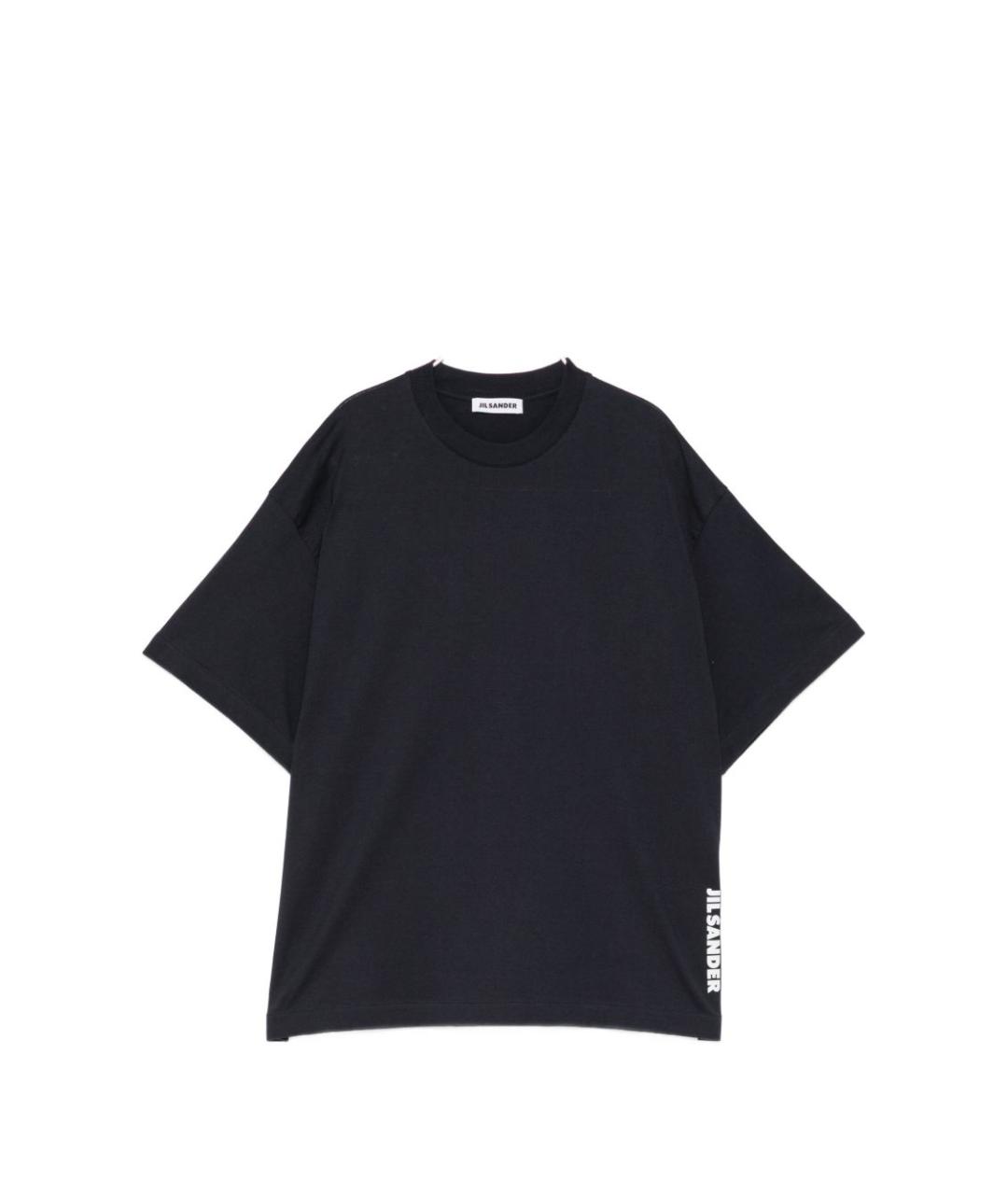 JIL SANDER Темно-синяя хлопковая футболка, фото 1