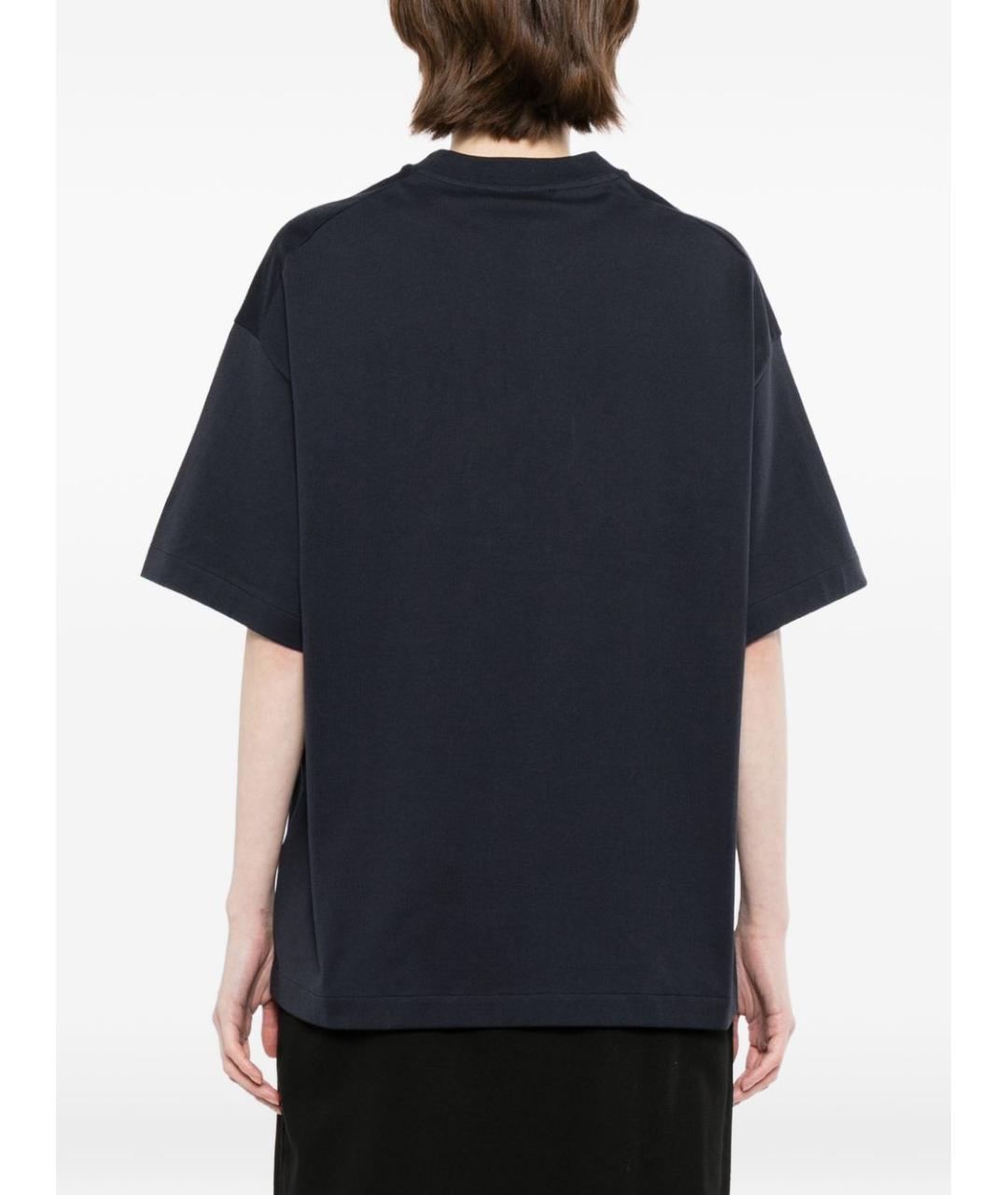 JIL SANDER Темно-синяя хлопковая футболка, фото 5