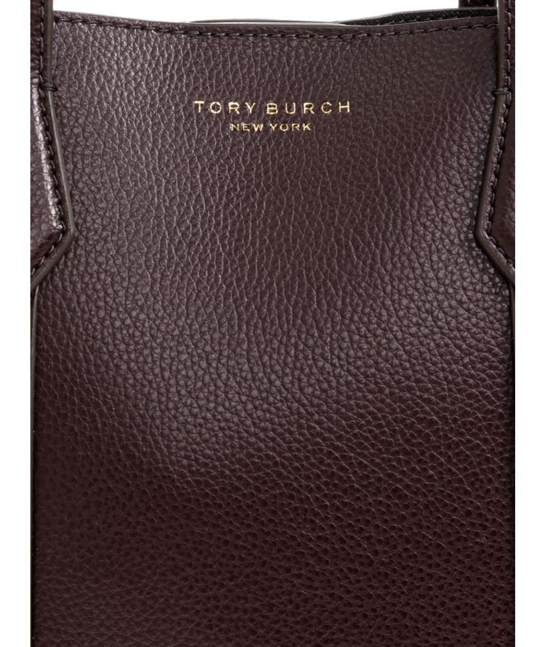 TORY BURCH Бордовая кожаная сумка тоут, фото 2