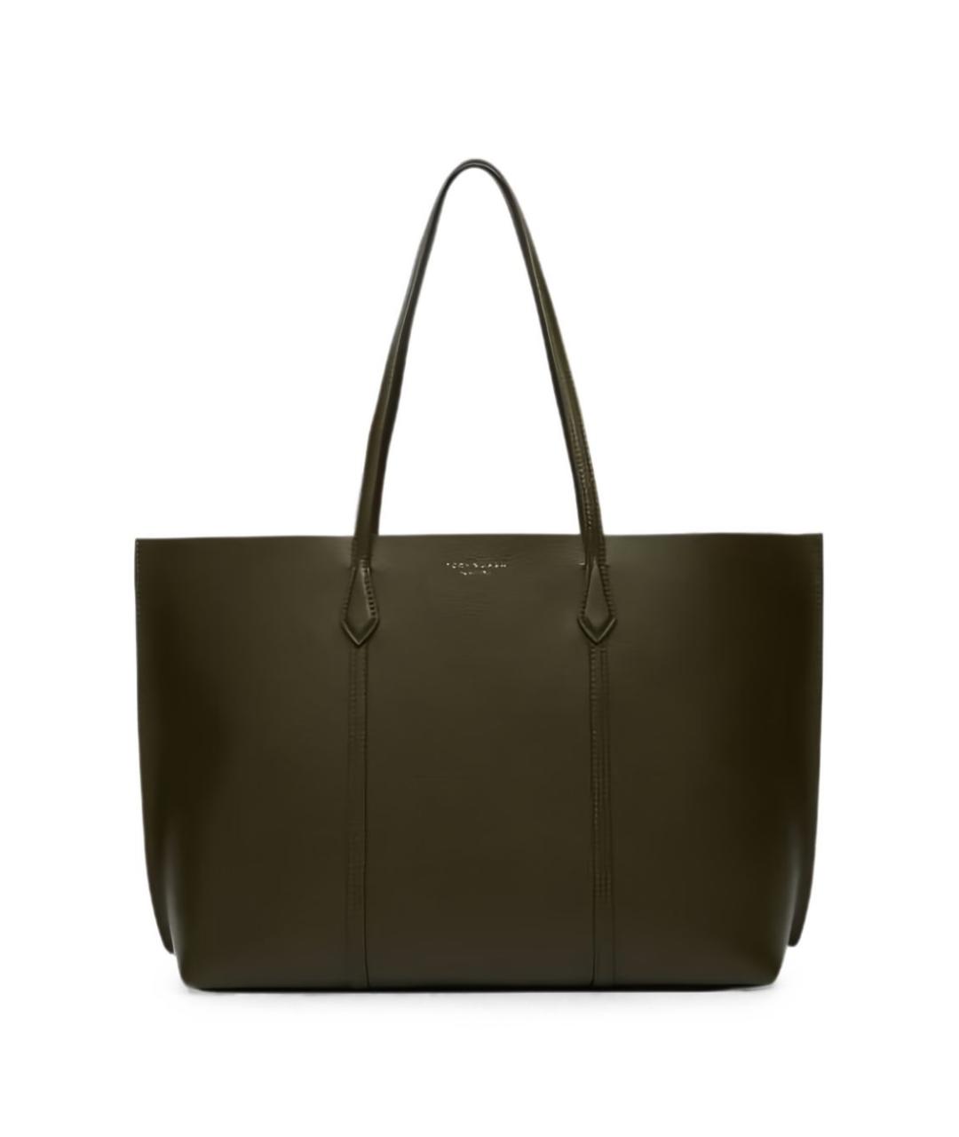 TORY BURCH Зеленая кожаная сумка с короткими ручками, фото 1