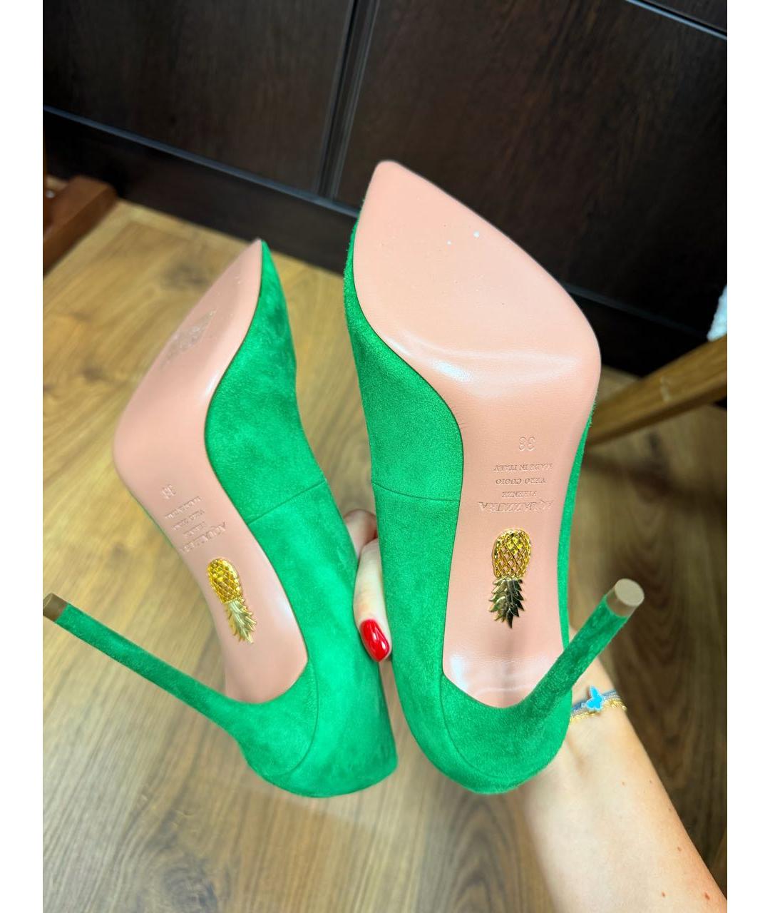 AQUAZZURA Зеленые замшевые туфли, фото 8