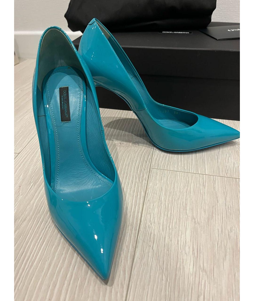 DOLCE&GABBANA Бирюзовые туфли из лакированной кожи, фото 2