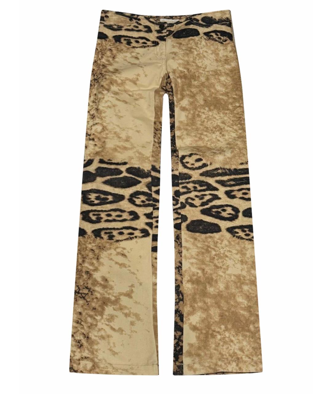 ROBERTO CAVALLI Мульти хлопковые прямые брюки, фото 1