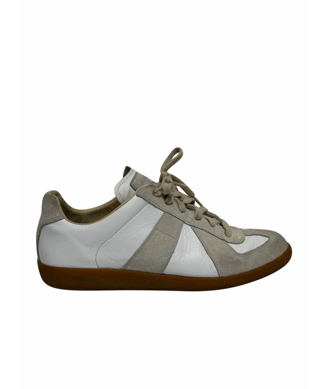 MAISON MARGIELA Белые кожаные низкие кроссовки / кеды, фото 1