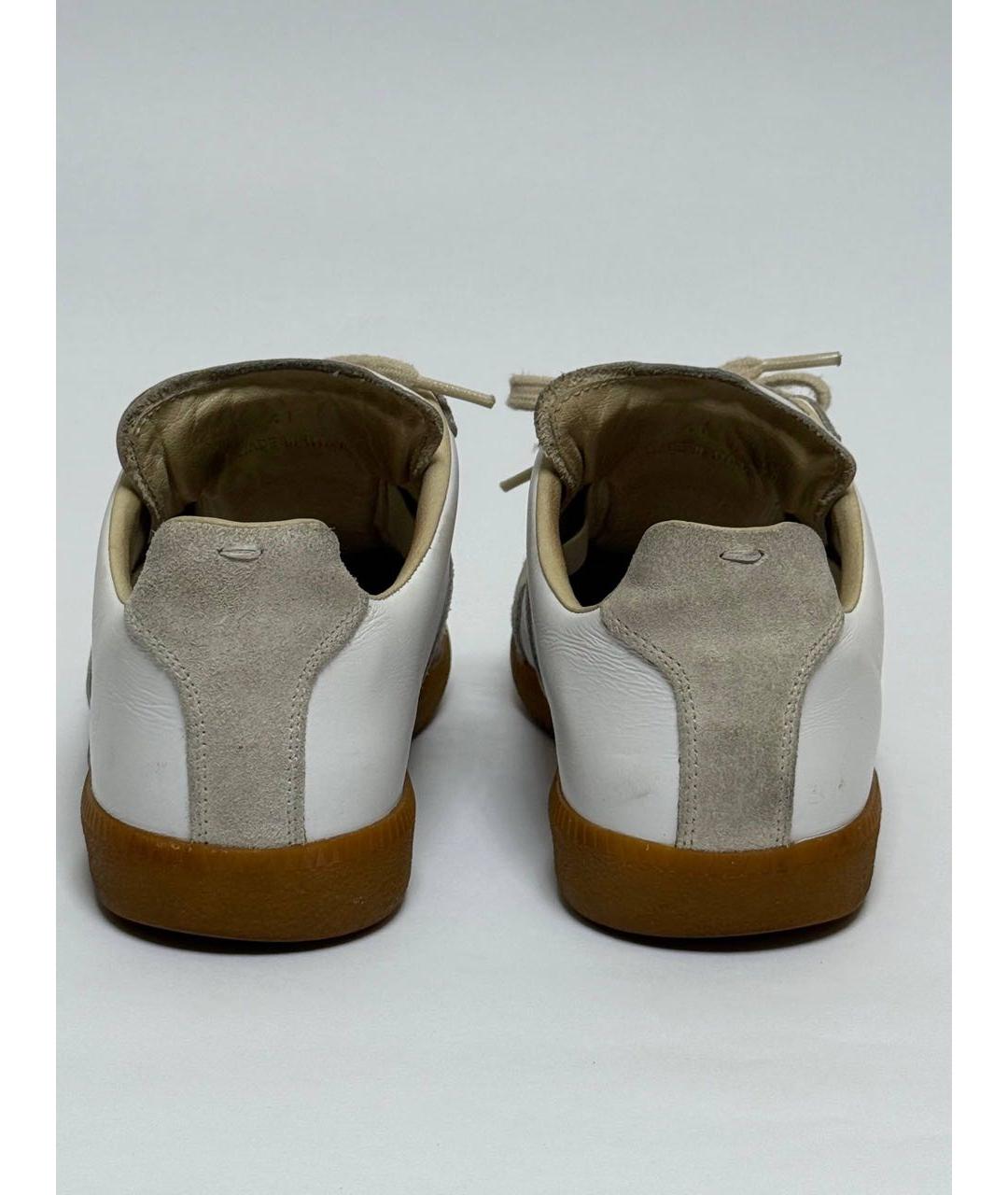 MAISON MARGIELA Белые кожаные низкие кроссовки / кеды, фото 4