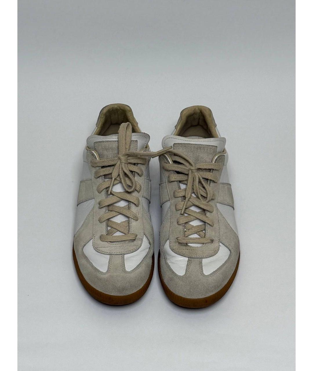 MAISON MARGIELA Белые кожаные низкие кроссовки / кеды, фото 2