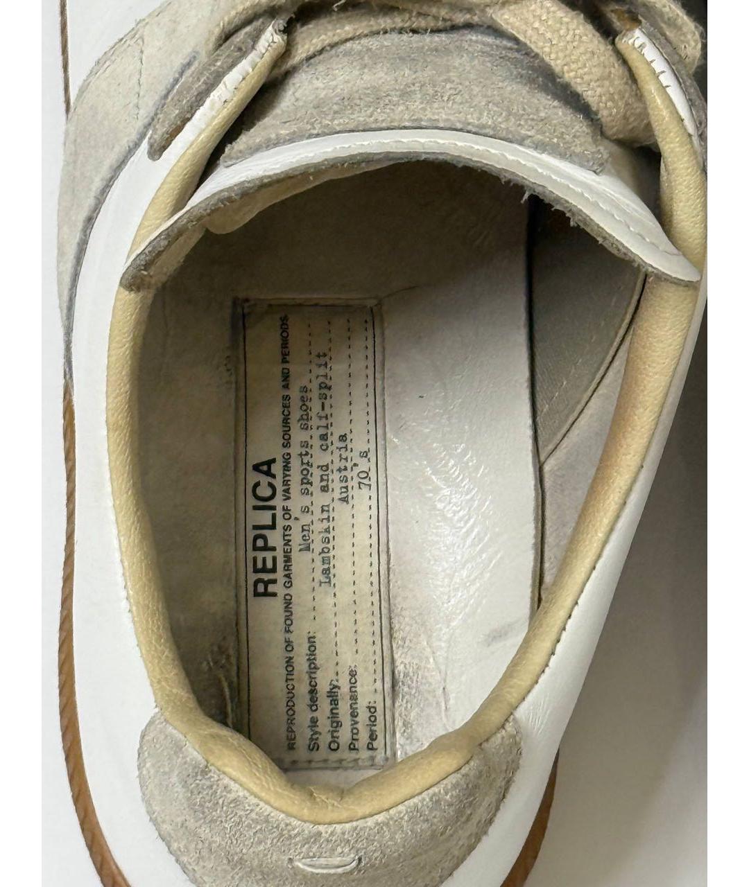 MAISON MARGIELA Белые кожаные низкие кроссовки / кеды, фото 7