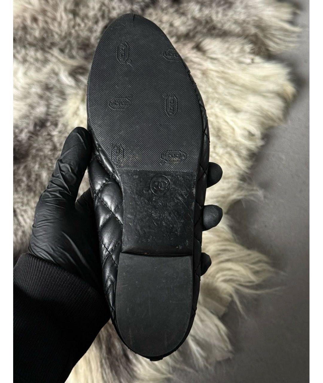 CHANEL Черные кожаные балетки, фото 8