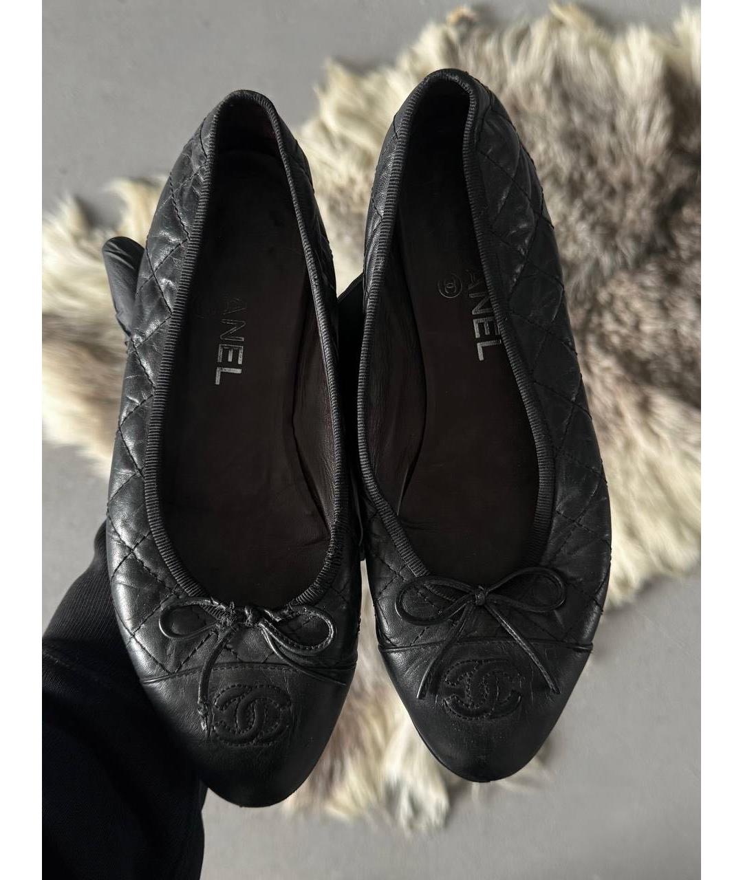 CHANEL Черные кожаные балетки, фото 9