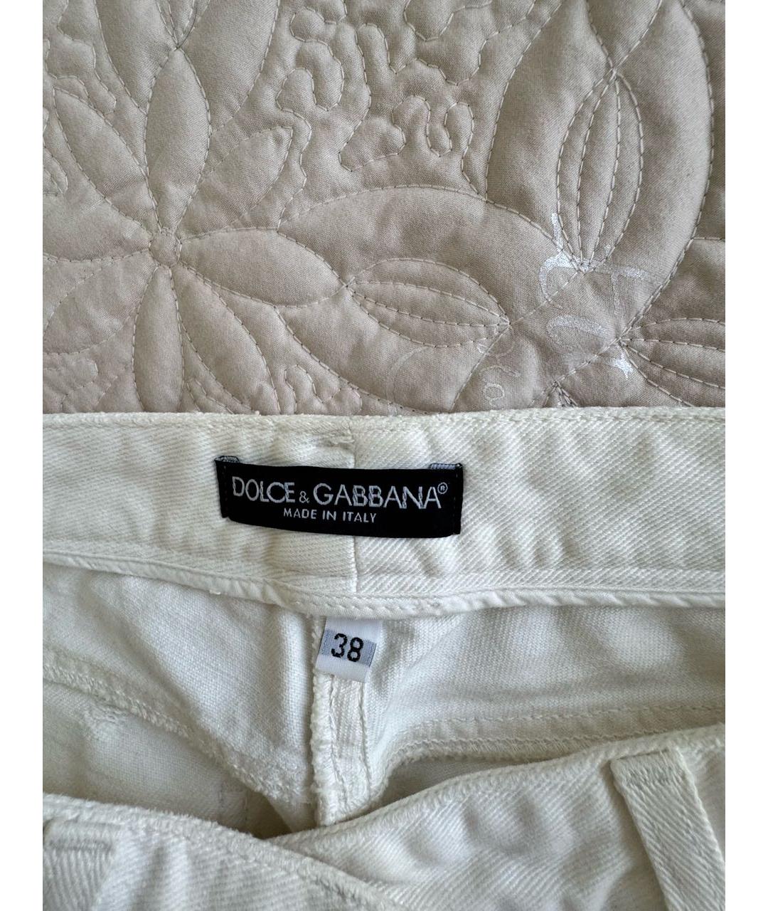 DOLCE&GABBANA Белые хлопковые прямые джинсы, фото 3