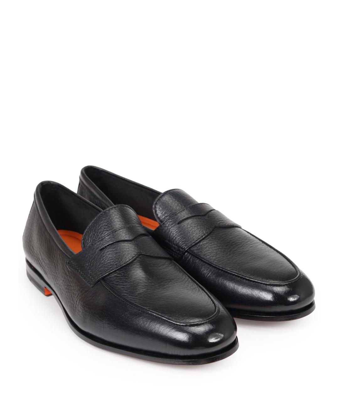 SANTONI Черные кожаные лоферы, фото 2