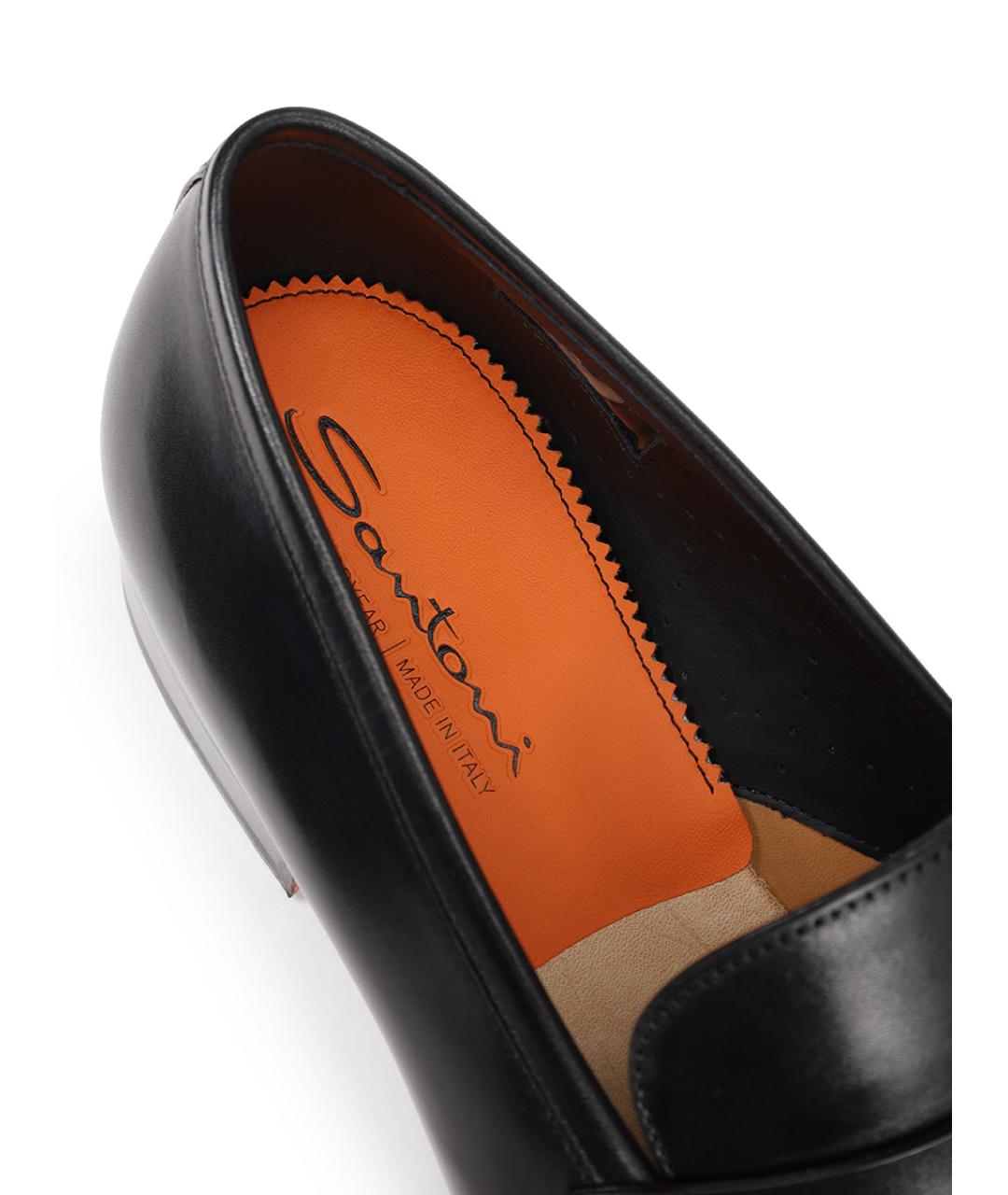 SANTONI Черные кожаные лоферы, фото 6