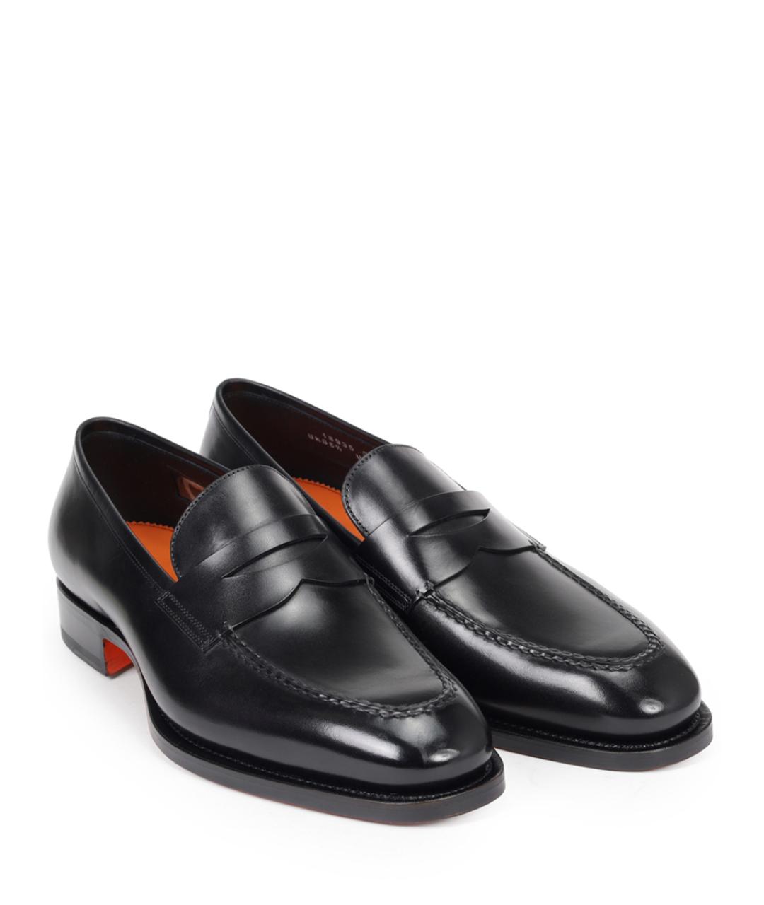 SANTONI Черные кожаные лоферы, фото 2