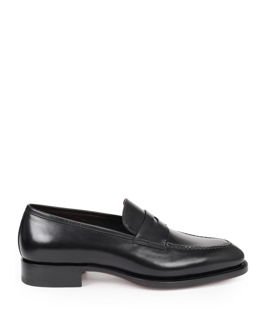 SANTONI Черные кожаные лоферы, фото 1