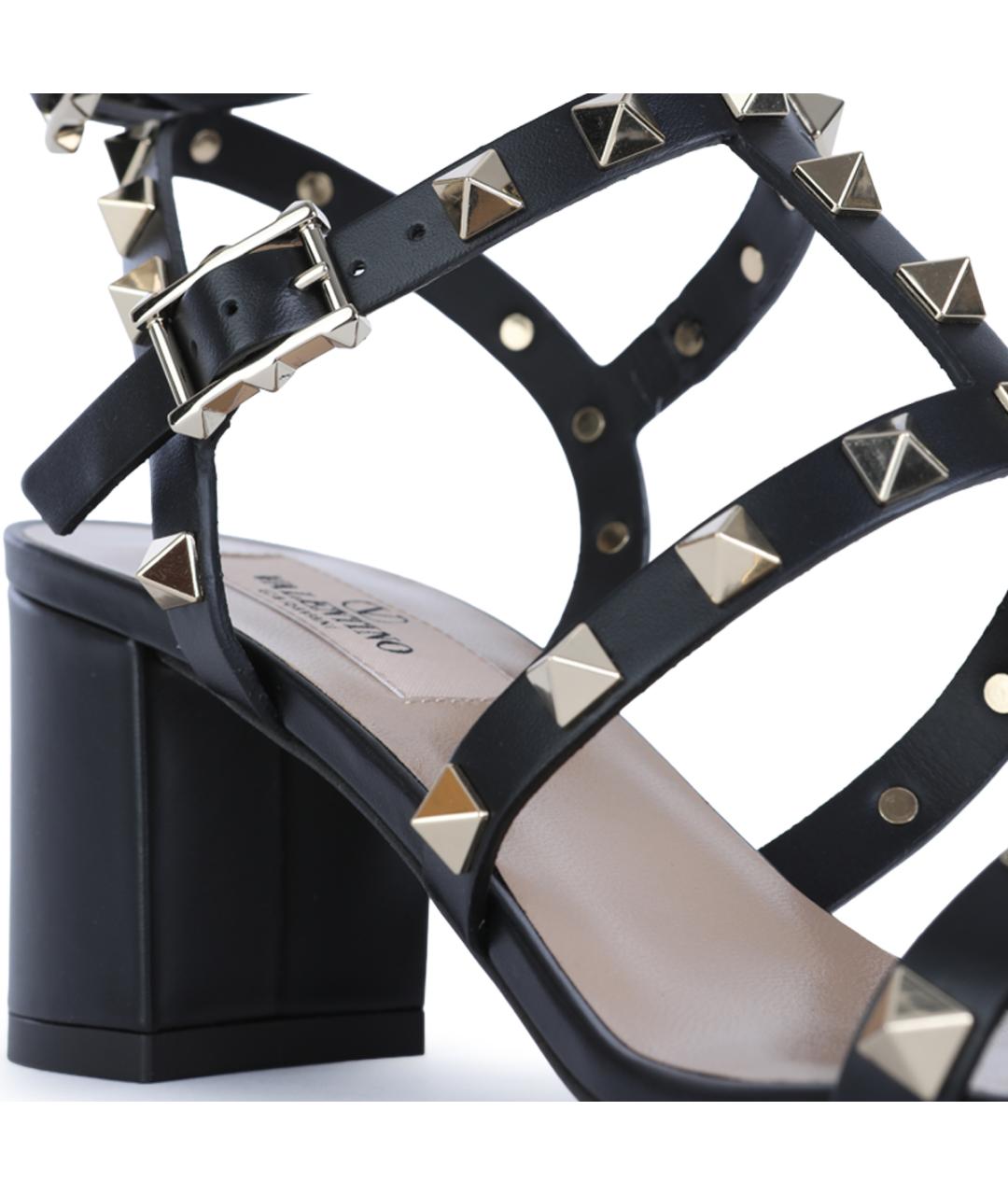VALENTINO Черные кожаные босоножки, фото 4
