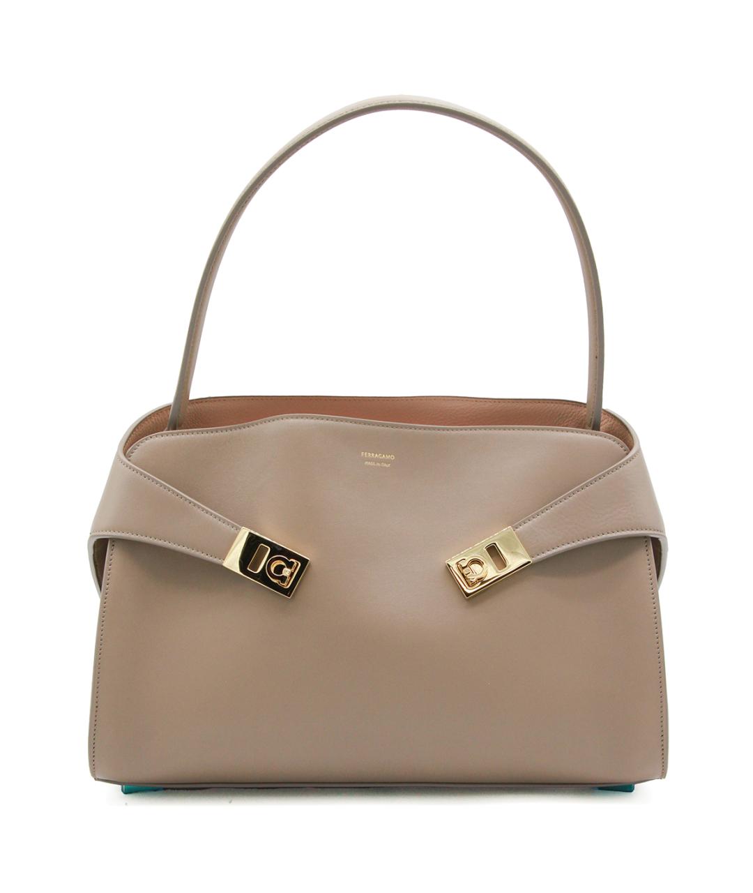 FERRAGAMO Бежевая кожаная сумка тоут, фото 1