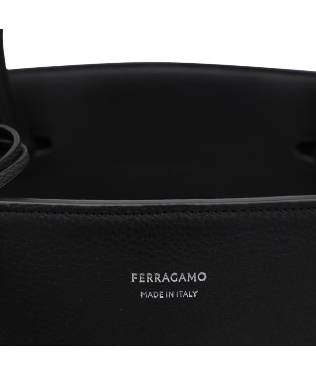 FERRAGAMO Черная кожаная сумка тоут, фото 4