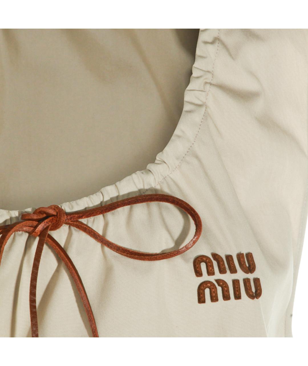 MIU MIU Бежевое хлопковое коктейльное платье, фото 3