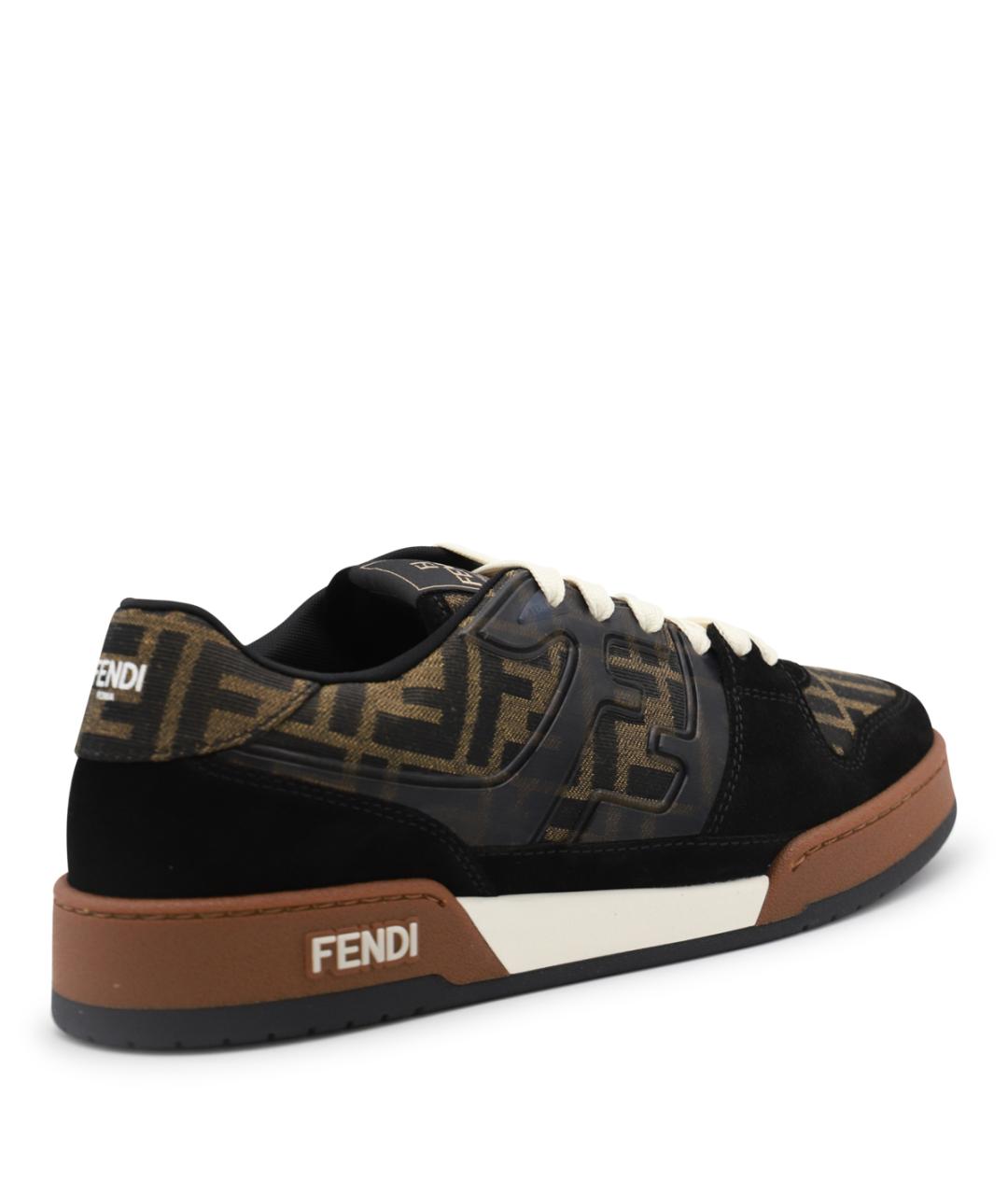 FENDI Коричневые текстильные низкие кроссовки / кеды, фото 3