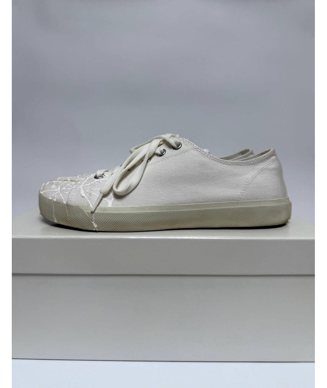 MAISON MARGIELA Белые текстильные низкие кроссовки / кеды, фото 3