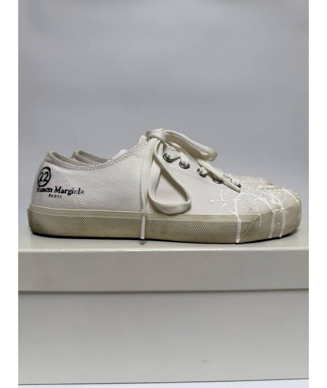 MAISON MARGIELA Белые текстильные низкие кроссовки / кеды, фото 7