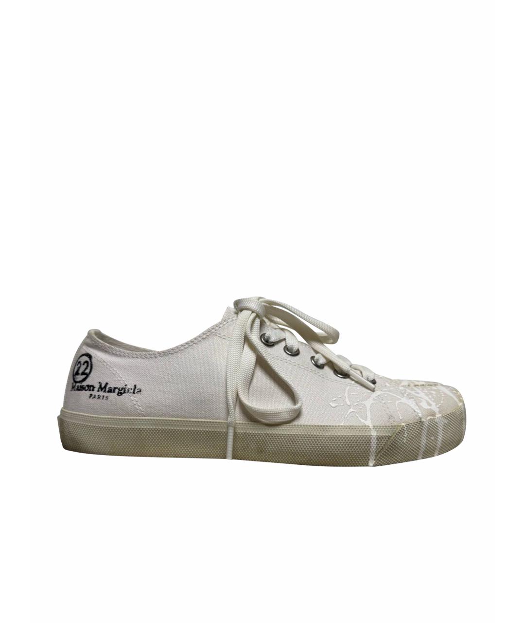 MAISON MARGIELA Белые текстильные низкие кроссовки / кеды, фото 1