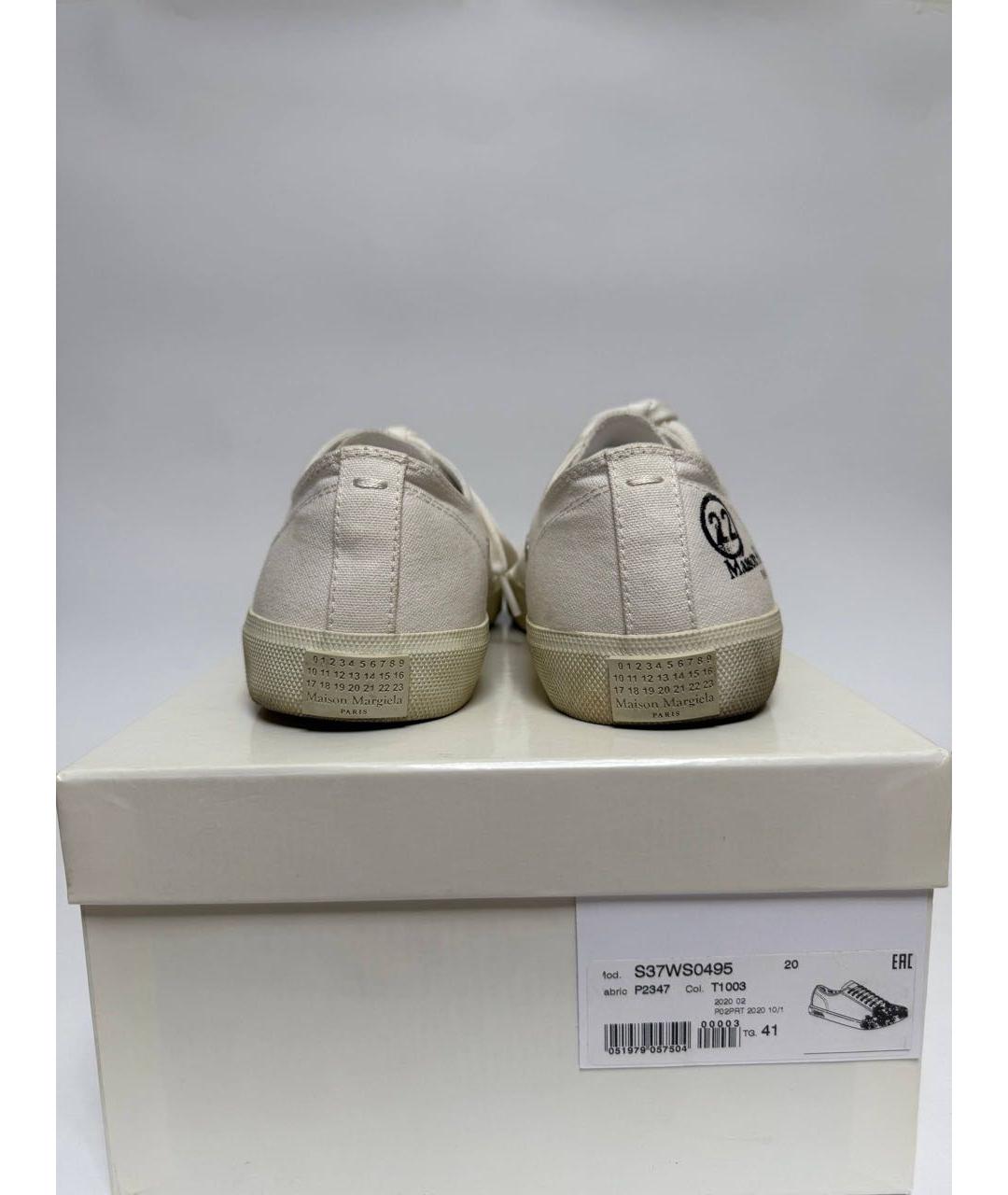 MAISON MARGIELA Белые текстильные низкие кроссовки / кеды, фото 4