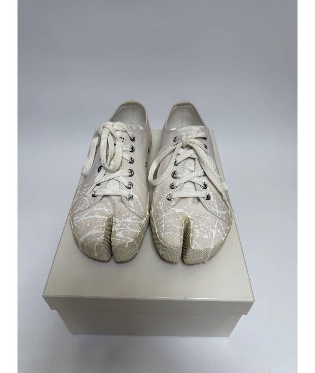 MAISON MARGIELA Белые текстильные низкие кроссовки / кеды, фото 2