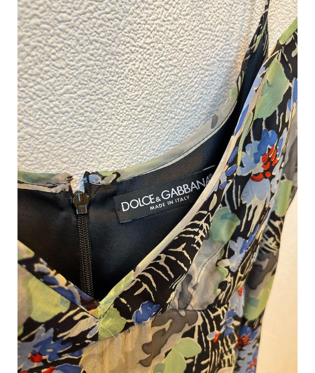 DOLCE&GABBANA Мульти шелковое платье, фото 3